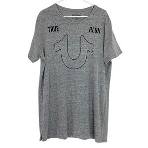 True Religion Tee Tshirt Mens Size XL Tall Gray Short Sleeve True Rlgn Crewneck